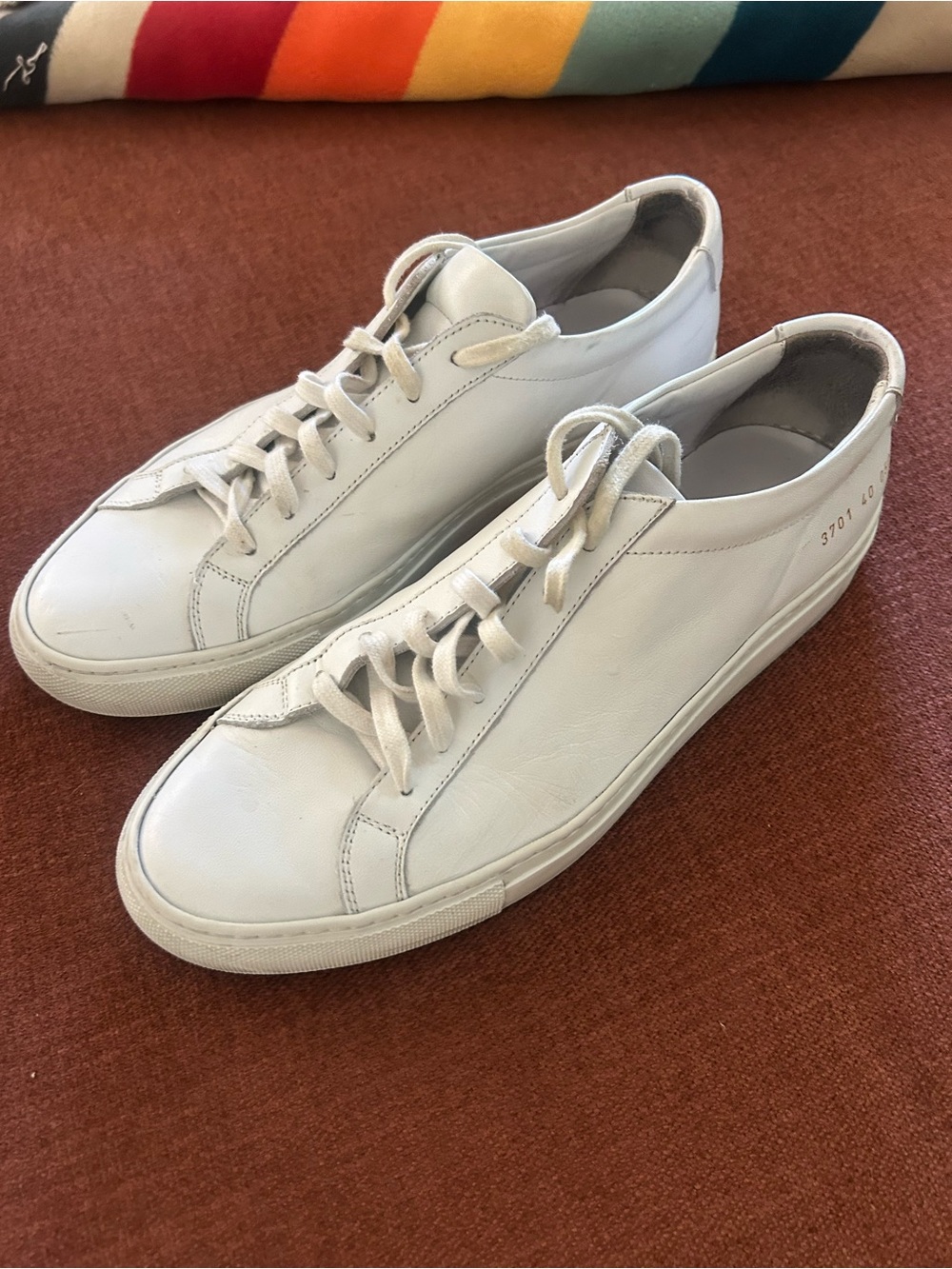 Common projects Men's White Leather Low Achilles Sneakers 40 8.5